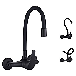 Rousseau Grifo de cocina mural Memoria de forma (Negro, Mate)