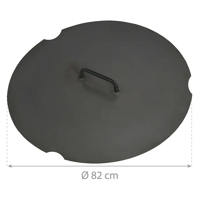 CookKing Feuerschalen-Abdeckung - 82 cm, Stahl, Passend für: Feuerschalen mit Ø 80 cm - Dunkelgraue runde Metallabdeckung mit Griff, Ø 82 cm.