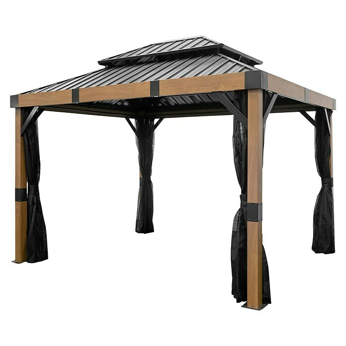 Sojag Pavillon Fontanta 1012 (Holzoptik, Aluminium, B x T: 364,3 x 298 cm) | BAUHAUS