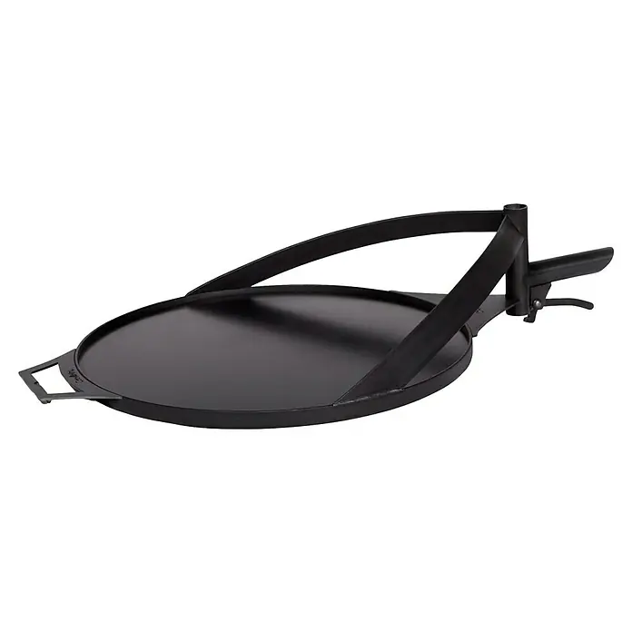 CookKing Grillplatte - Durchmesser: 50 cm, Stahl - Schwarze runde Metallgrillplatte mit integriertem Griff und Rahmen.