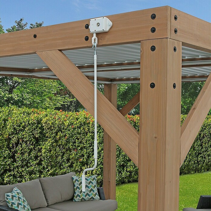 Westmann Pavillon Karl inklusive Lamellendach (B x T: 335 x 396 cm, Braun, Holz) | BAUHAUS