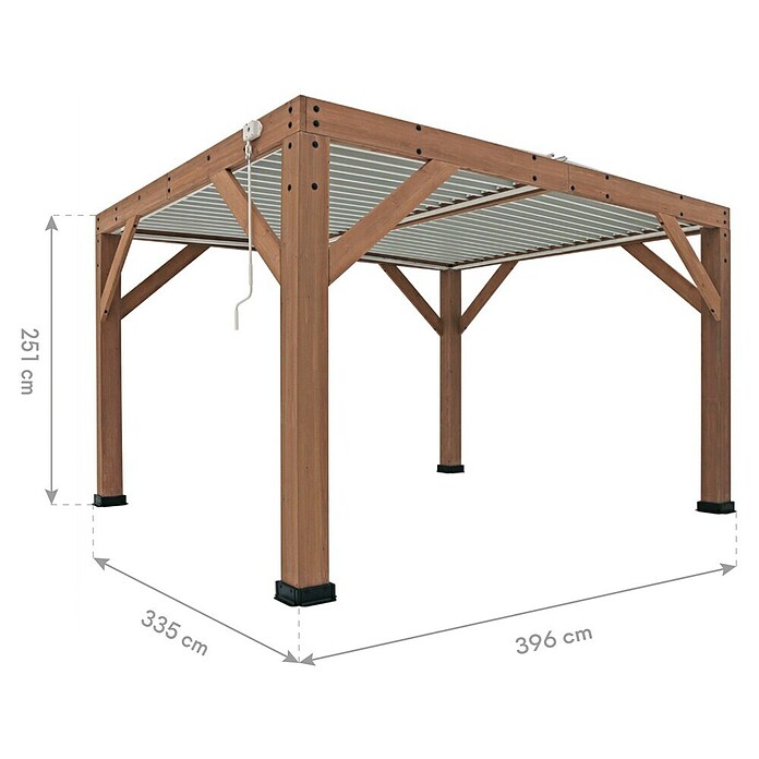 Westmann Pavillon Karl inklusive Lamellendach (B x T: 335 x 396 cm, Braun, Holz) | BAUHAUS