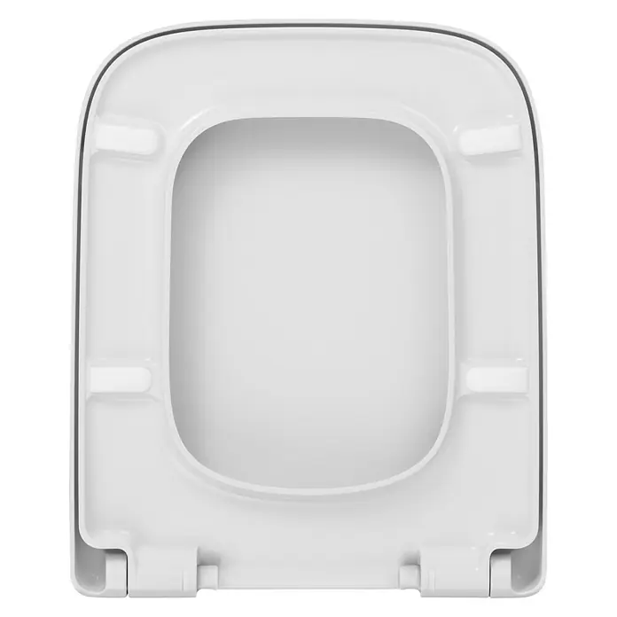 WC-Sitz Kailua Beach - Duroplast, Weiß, Mit Absenkautomatik - Weiße Toilettenbrille mit rechteckiger Öffnung und schwarzem Rand für ein sauberes und modernes Badezimmerdesign.