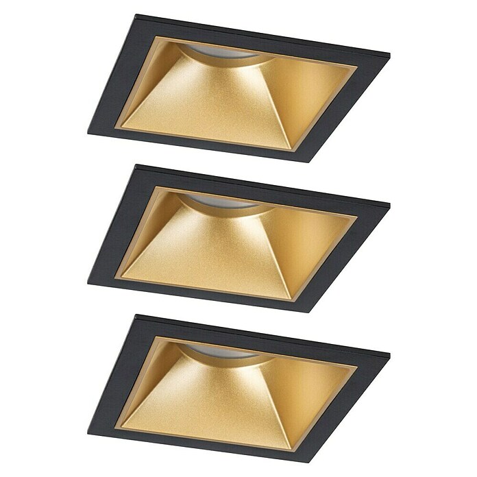 Paulmann Led-inbouwspotset (Zwart / Goud, 3 st., Warm wit) | BAUHAUS