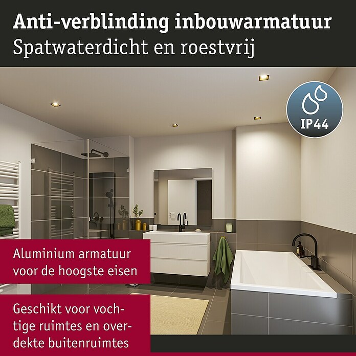 Paulmann Led-inbouwspotset (Zwart / Goud, 3 st., Warm wit) | BAUHAUS