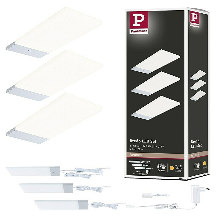 Paulmann Led-onderbouwverlichtingset (Warm wit, 3 st., Zilver) | BAUHAUS