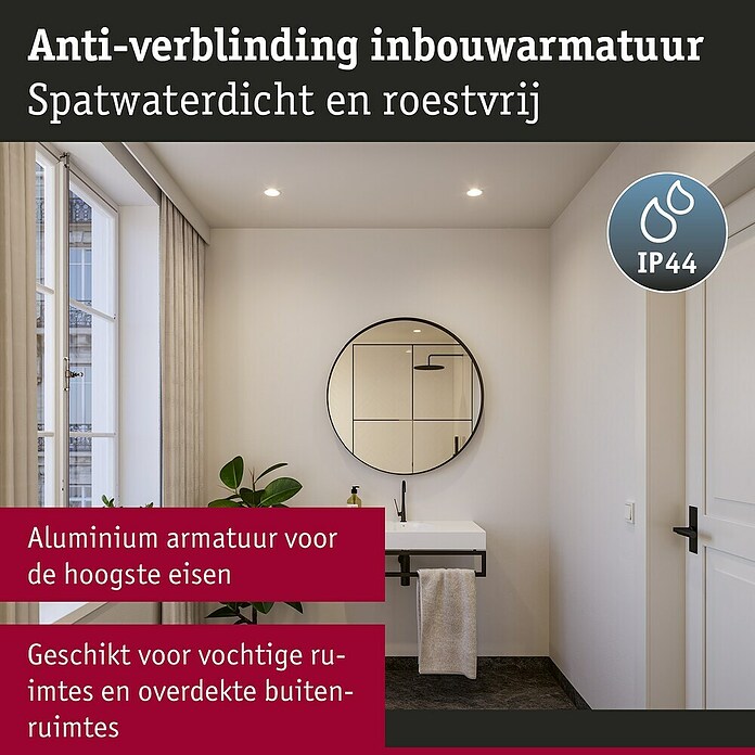 Paulmann Led-inbouwspotset (Ø x h: 88 x 11 mm, Wit, Warm wit) | BAUHAUS