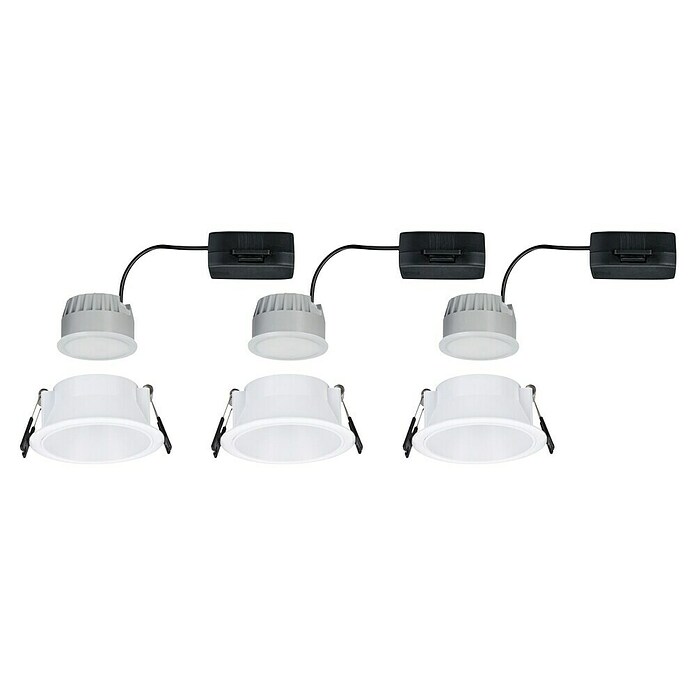 Paulmann Led-inbouwspotset (Ø x h: 88 x 11 mm, Wit, Warm wit) | BAUHAUS