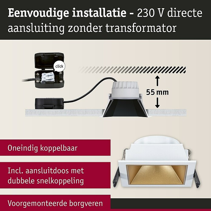 Paulmann Led-inbouwspotset (Wit / Goud, 3 st., Warm wit) | BAUHAUS
