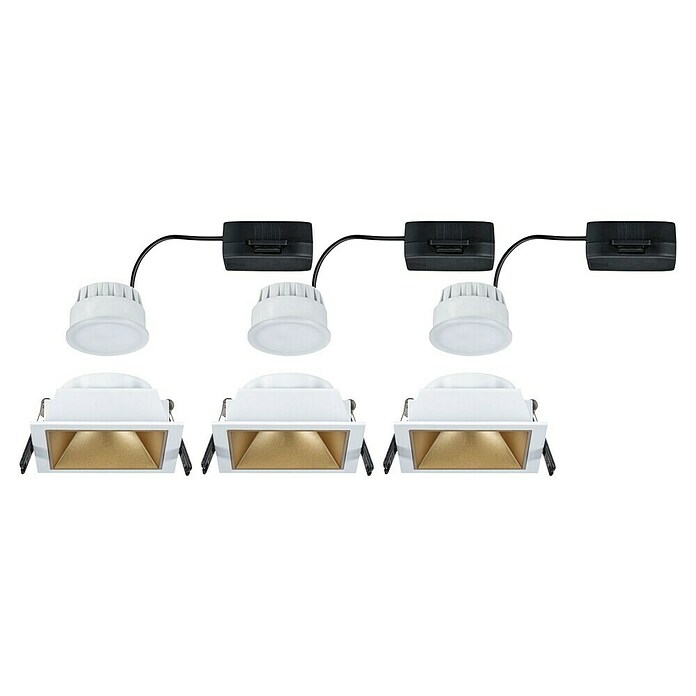 Paulmann Led-inbouwspotset (Wit / Goud, 3 st., Warm wit) | BAUHAUS