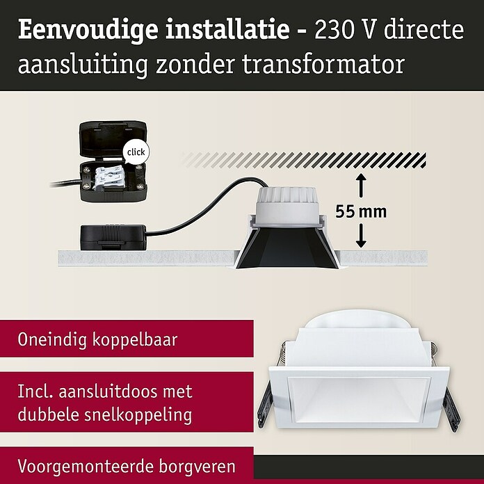 Paulmann Led-inbouwspotset (Wit, 3 st., Warm wit) | BAUHAUS