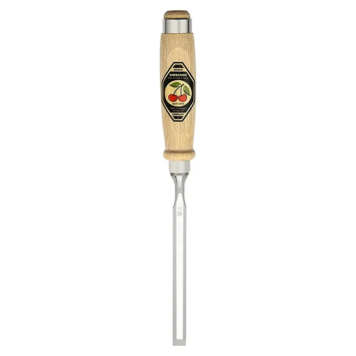 Kirschen Stechbeitel - Klingenbreite: 10 mm, Schneidwinkel: 25 °, 61 HRC - Stecheisen von Kirschen mit einem Holzgriff und einer Klinge aus Stahl. Ideal für präzise Holzarbeiten, gefertigt in Deutschland.