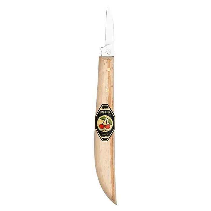 Kirschen Schnitzmesser 3358 - Form Schneide: Gerade - Detailansicht eines Kirschen-Veredelungsmessers mit Holzgriff und Klinge. Für präzise Schnitte beim Veredeln von Obstbäumen.