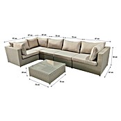 Sunfun Conjunto de muebles Ocala II (6 pzs., Ratán sintético/Aluminio, Crema) | BAUHAUS