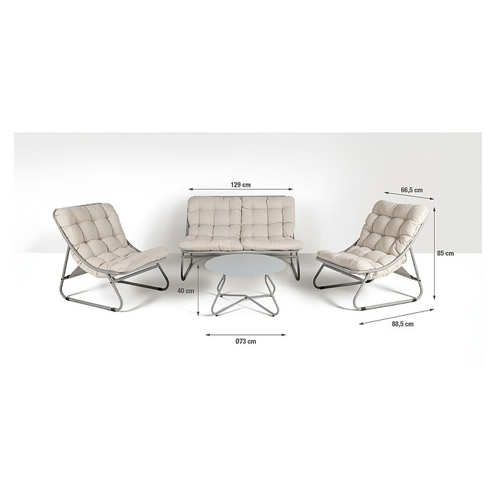 Conjunto de muebles Formentera (4 pzs., Acero/Olefina, Gris/Blanco) | BAUHAUS