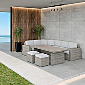 Sunfun Conjunto de muebles Portland III (6 pzs., Ratán sintético/Aluminio, Crema) | BAUHAUS