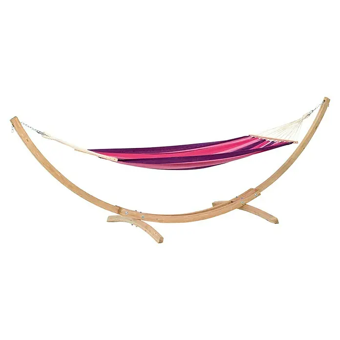 Amazonas Hängematten-Set StarSet Candy - 358 x 113 x 105 cm, Rosa/Violett - Farbenfrohe Hängematte mit Holzgestell für entspannte Stunden im Garten oder auf der Terrasse. Die perfekte Entspannungsoase für den Sommer.