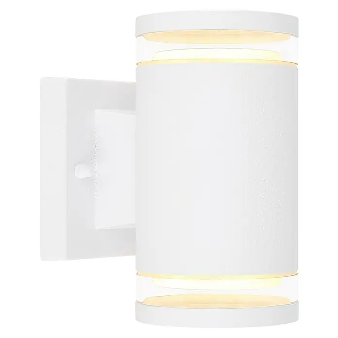 Globo LED-Außenwandleuchte Alcala - 11 W, Weiß, Ø x H: 10 x 16,5 cm - Weiße zylindrische Wandleuchte mit indirekter Beleuchtung für den Außenbereich, ideal zur Fassadenbeleuchtung und zur Beleuchtung von Terrassen.