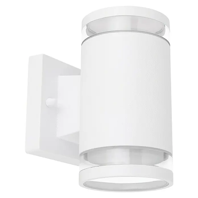 Globo LED-Außenwandleuchte Alcala - 11 W, Weiß, Ø x H: 10 x 16,5 cm - Weiße zylindrische Wandleuchte mit klaren Akzenten für eine moderne und stilvolle Außenbeleuchtung.