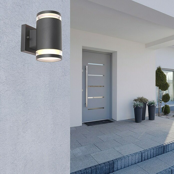 Globo LED-Außenwandleuchte Alcala (11 W, Anthrazit, Ø x H: 10 x 16,5 cm) | BAUHAUS