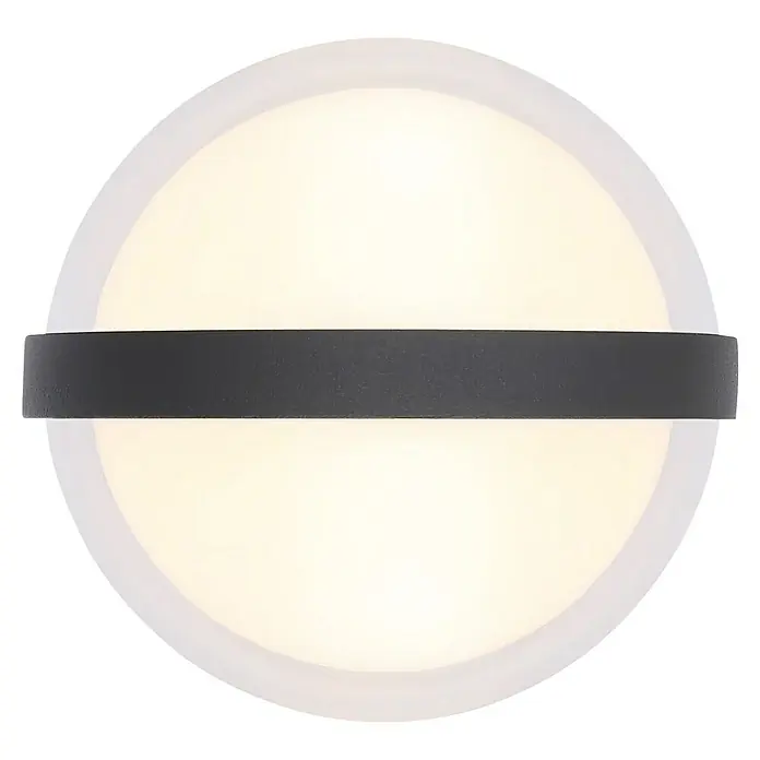 Globo LED-Außenleuchte Illi - Farbe Gehäuse: Schwarz, IP54, 12 W - Runde Wandleuchte mit einem markanten schwarzen Band, das das Licht elegant teilt und ein modernes Designelement hinzufügt.