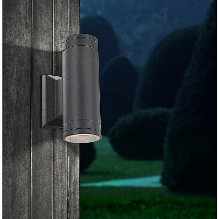 Globo LED-Außenwandleuchte Gantar (2-flammig, 2 x 5 W, Warmweiß, IP44, Grau)