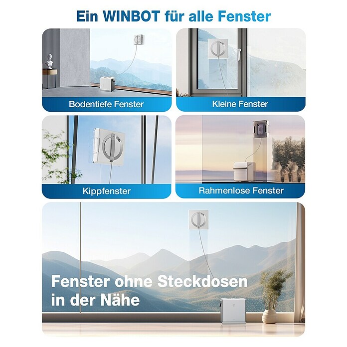 Ecovacs Fensterreinigungsroboter Winbot W2 Omni (Tankvolumen: 60 ml, Akkulaufzeit: 110 min) | BAUHAUS