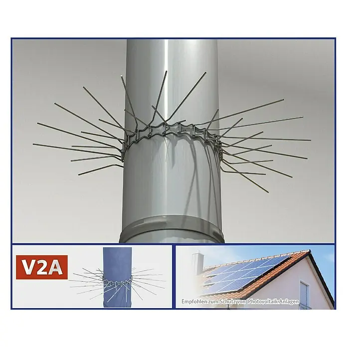 Easy Life Marderschutz - Stahl - Vogelabwehrspike zur Montage auf Rohren, um Vögel fernzuhalten. Ideal für Schornsteine und andere Rohre.