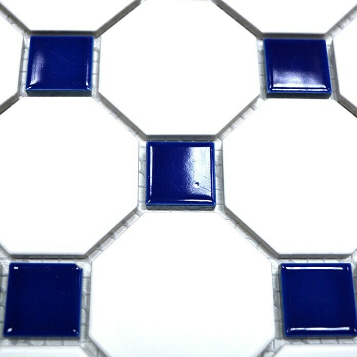 Mozaïektegel Octagon OCTA G464 (29,5 x 29,5 cm, Blauw/Wit, Mat)