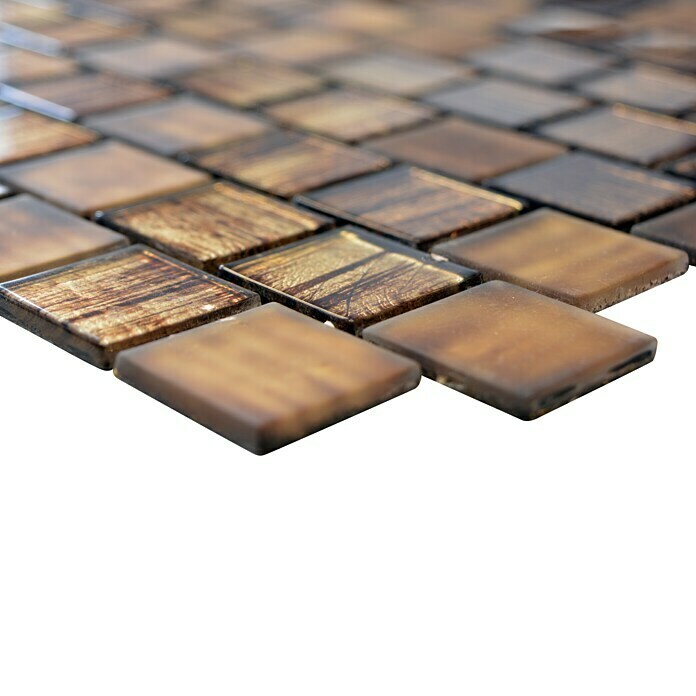 Mosaikfliese Quadrat Crystal Struktur CM CF45 (28,6 x 31,8 cm, Braun, Glänzend)