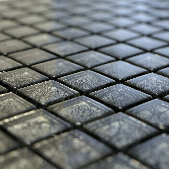 Mosaikfliese Quadrat Crystal Uni XCM 8BL17 (30 x 30 cm, Schwarz, Glänzend)