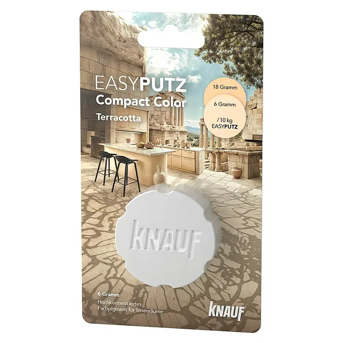 Knauf Putz-Abtönfarbe Compact Color - Terracotta, 6 g - Abbildung der Easyputz Compact Color Terracotta, einem hochkonzentrierten Farbpigment für Innenräume von Knauf, ideal für individuelle Farbgestaltung.