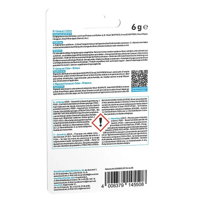 Knauf Putz-Abtönfarbe Compact Color - Ziegel, 6 g - Knauf Compact Colors Verpackung.