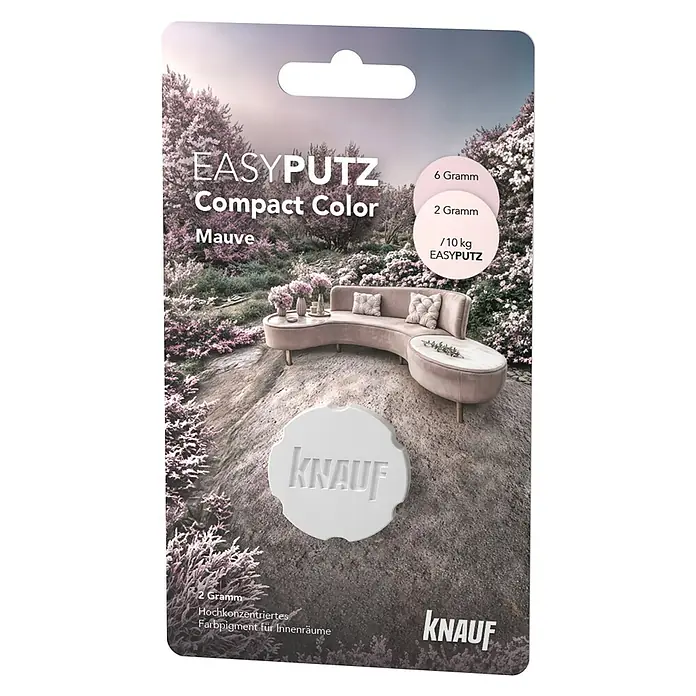 Knauf Putz-Abtönfarbe Compact Color - Mauve, 2 g - Produktbild von Easyputz Compact Color Mauve, einem hochkonzentrierten Farbpigment für Innenräume.