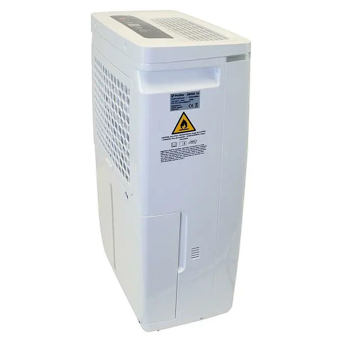 Purline Deshumidificador eléctrico Dryos 16 - 240 W, Potencia de deshumidificación: 16 l/día, L x An x Al: 21 x 34 x 55 cm, Blanco - El deshumidificador Purlina DRYOS 16 en blanco, un aparato compacto para reducir la humedad del aire.