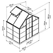 Palram – Canopia Gewächshaus Hybrid (Außenmaß inkl. Dachüberstand (B x T): 185 x 126 cm, 0,7 mm, Grau) | BAUHAUS