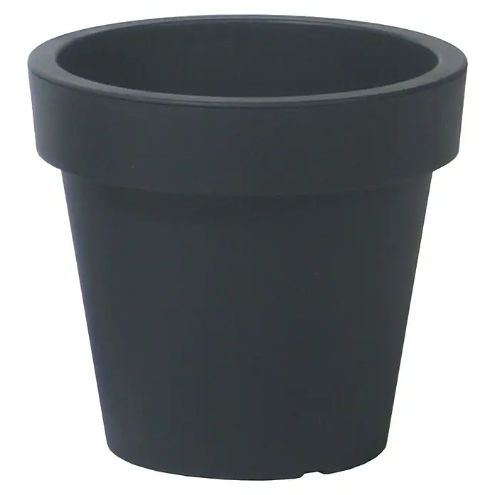 Pflanztopf LOFLY - Ø x H: 58 x 52 cm, Kunststoff, Anthrazit - Nahaufnahme eines grauen Pflanzentopfs mit abgerundeten Kanten und schlichtem Design, ideal für Zimmerpflanzen.