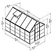 Palram Gewächshaus Hybrid (3,06 x 2,08 x 1,85 m, 0,7 mm, Polycarbonat, Anthrazit)