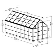 Palram – Canopia Gewächshaus Harmony (Außenmaß inkl. Dachüberstand (B x T): 185 x 426 cm, Grün, Grundfläche: 7,9 m²) | BAUHAUS