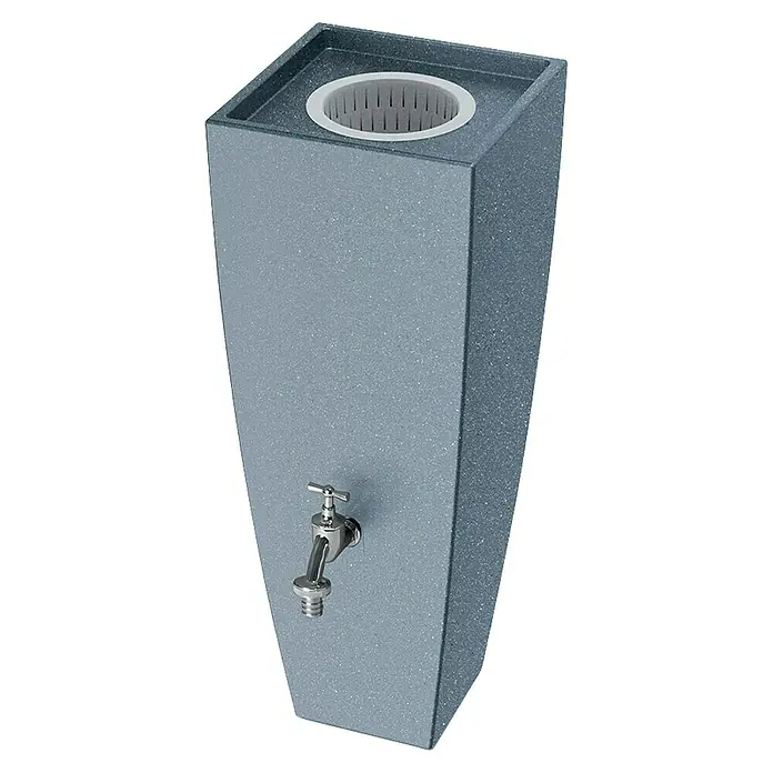 Arves Regenspeicher Modena - 100 l, Grau - Grauer, texturierter Regenwassertank mit integriertem Hahn und Top-Filter.
