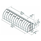 Palram – Canopia Gewächshaus Bella (Außenmaß inkl. Dachüberstand (B x T): 244 x 843 cm, 6 mm, Silber) | BAUHAUS