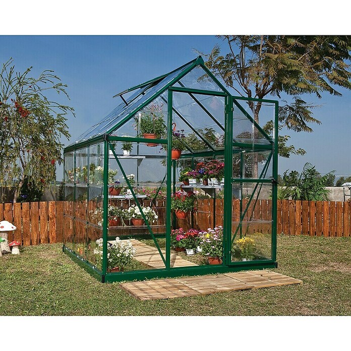 Palram – Canopia Gewächshaus Harmony (Außenmaß inkl. Dachüberstand (B x T): 185 x 186 cm, Grün, Grundfläche: 3,5 m²) | BAUHAUS