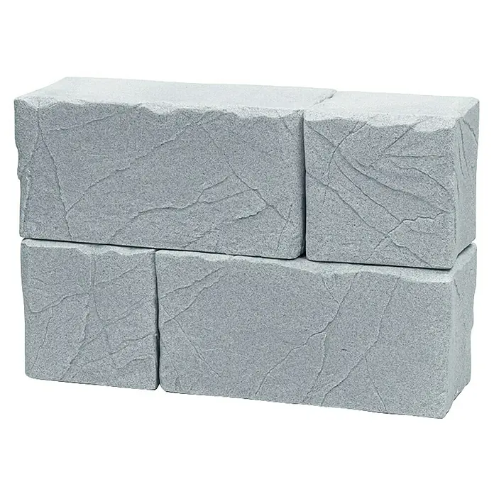 Arves Regenspeicher Stone Block - 270 l, Hellgrau - Gestapelte graue, raue Steinblöcke für Pflasterung oder Landschaftsbau.