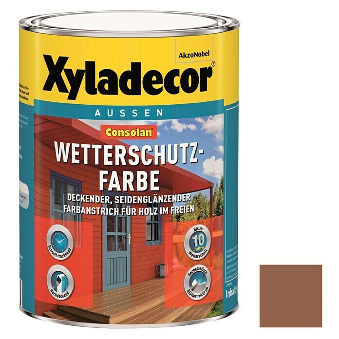 Xyladecor Wetterschutzfarbe Consolan (Rehbraun, Seidenglänzend, 750 ml, Wasserbasiert)