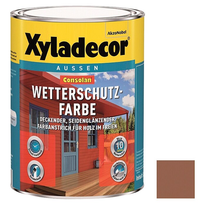 Xyladecor Wetterschutzfarbe Consolan (Rehbraun, Seidenglänzend, 750 ml, Wasserbasiert)