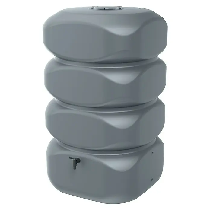 Arves Regenspeicher Gubo - 700 l, Grau - Grauer modularer Regentank mit integriertem Wasserhahn.