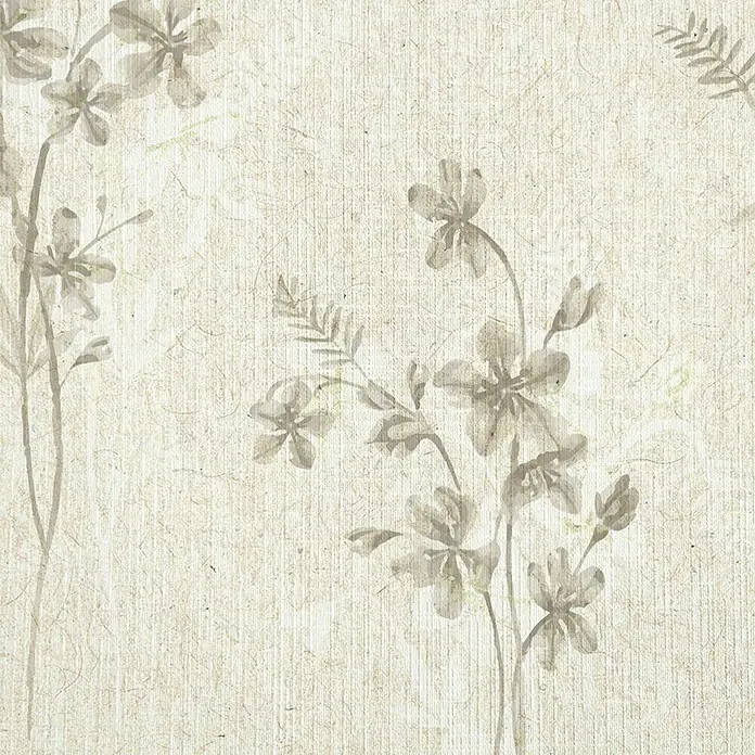 Lámina decorativa autoadhesiva vinílico Premium - 90 x 280 cm, Fiore, Beige - Diseño floral sobre un fondo delicado y texturizado. Los colores suaves crean un ambiente tranquilo.
