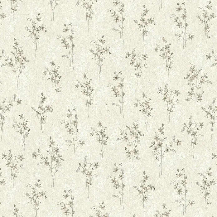 Lámina decorativa autoadhesiva vinílico Premium - 90 x 280 cm, Fiore, Beige - Papel pintado beige con delicados diseños de flores silvestres, que irradia una elegancia sutil y natural, ideal para crear espacios interiores tranquilos.