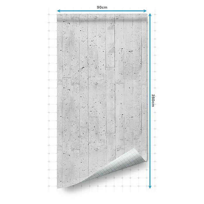 Lámina decorativa autoadhesiva vinílico Premium - 90 x 280 cm, Encofrado, Gris - Fotomural de hormigón de 90 cm x 280 cm, ideal para interiores modernos y fácil de aplicar gracias al material de soporte flexible.