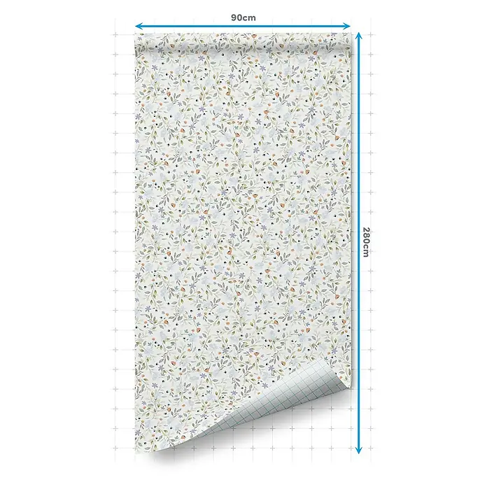 Lámina decorativa autoadhesiva vinílico Premium - 90 x 280 cm, Nastia, Multicolor - Papel pintado floral que mide 90 cm x 280 cm, aportando un toque natural y fresco a cualquier habitación.\n